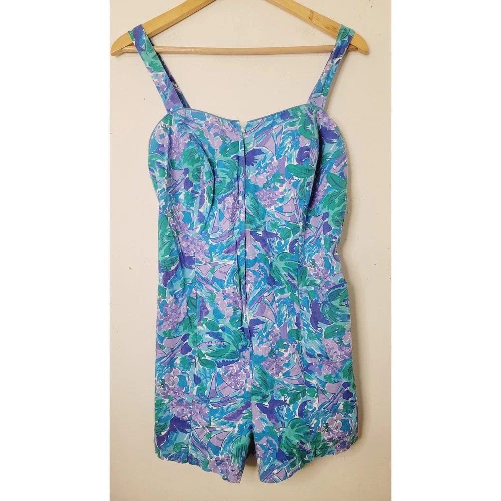 Vintage Ceeb Swim Romper Modest Swimsuit Size 12 Onepiece Swimsuit 80s 90s - Picture 1 of 7